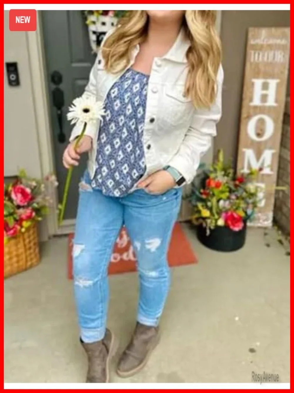 Women's Oversized Denim Jacket Long Sleeve Button Front Jean Coat